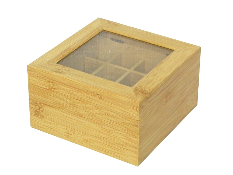 Top-tier Square Bamboo Essential Oil Box with Clear Window
